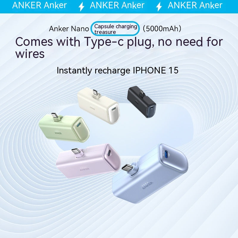 Capsule Mini Power Bank – Ultra-Compact Portable Mobile Charger for On-the-Go Power