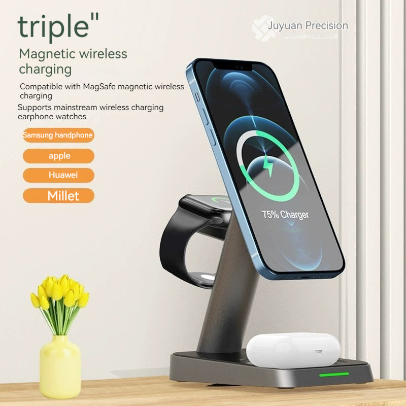 3-in-1 Vertical Wireless Charging Station – Fast Charger for Phone, Watch & Earbuds