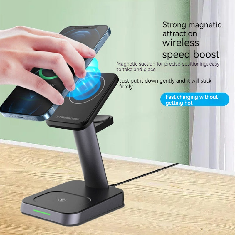3-in-1 Vertical Wireless Charging Station – Fast Charger for Phone, Watch & Earbuds