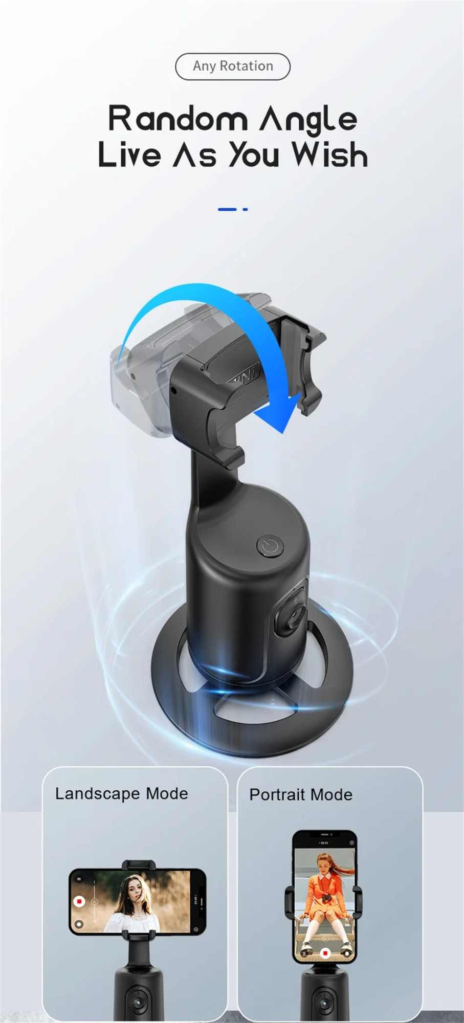 360° AI Auto Face Tracking Gimbal – Smart Phone Stabilizer for Vlogging, Video & Live Streaming