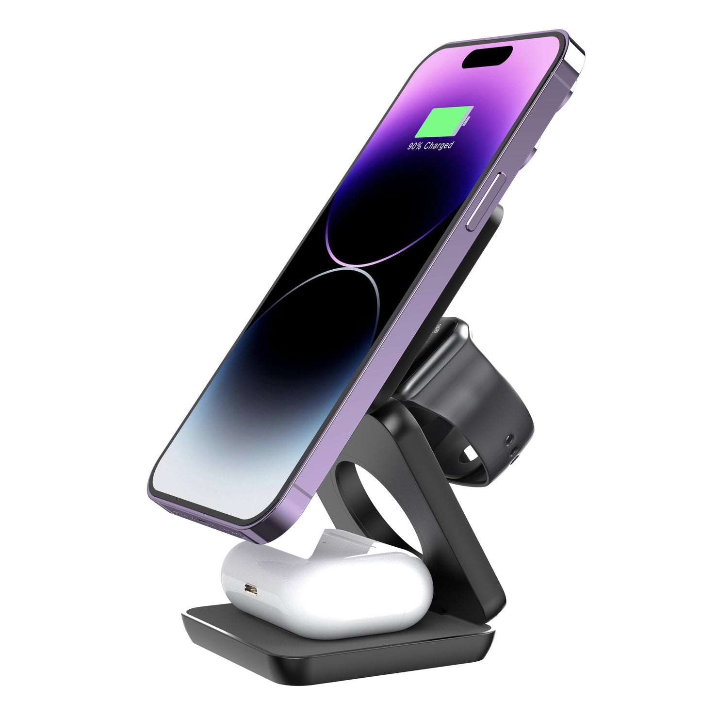 3-in-1 Foldable Magnetic Wireless Charger – Portable Fast Charging Pad for Phone, Watch & Earbuds