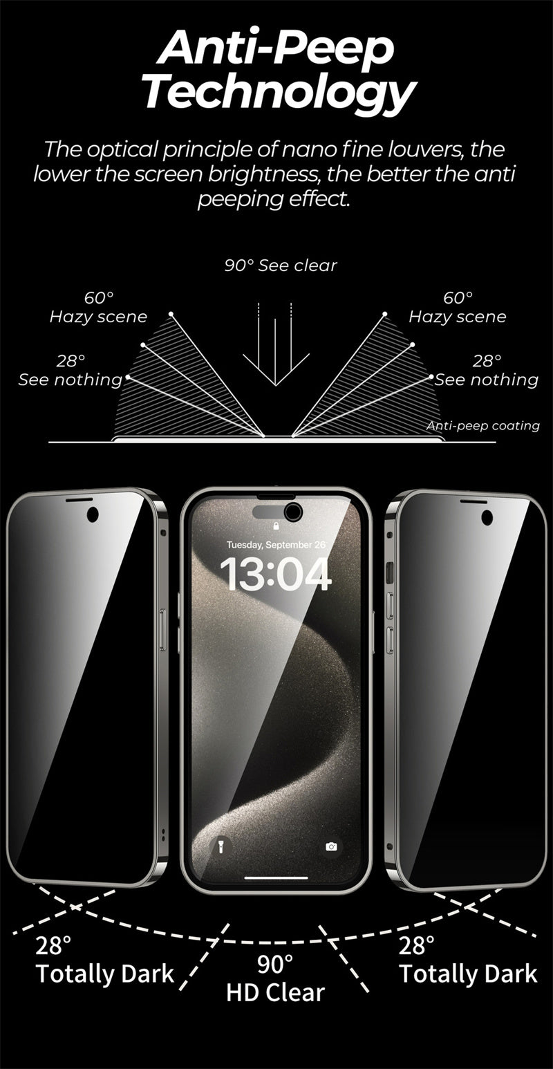 Magnetic Privacy Phone Case – Full-Cover Double-Sided Lens Protection with Wireless Charging Support