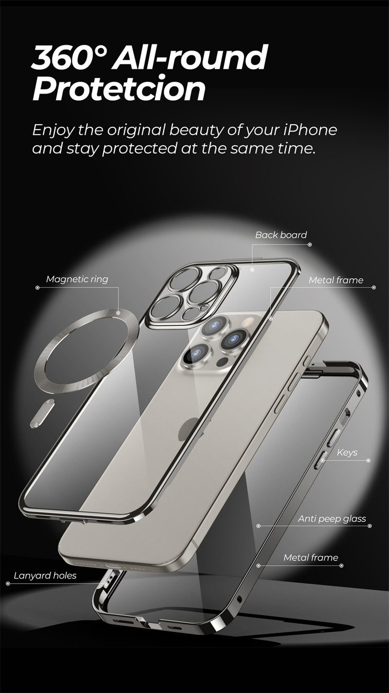 Magnetic Privacy Phone Case – Full-Cover Double-Sided Lens Protection with Wireless Charging Support