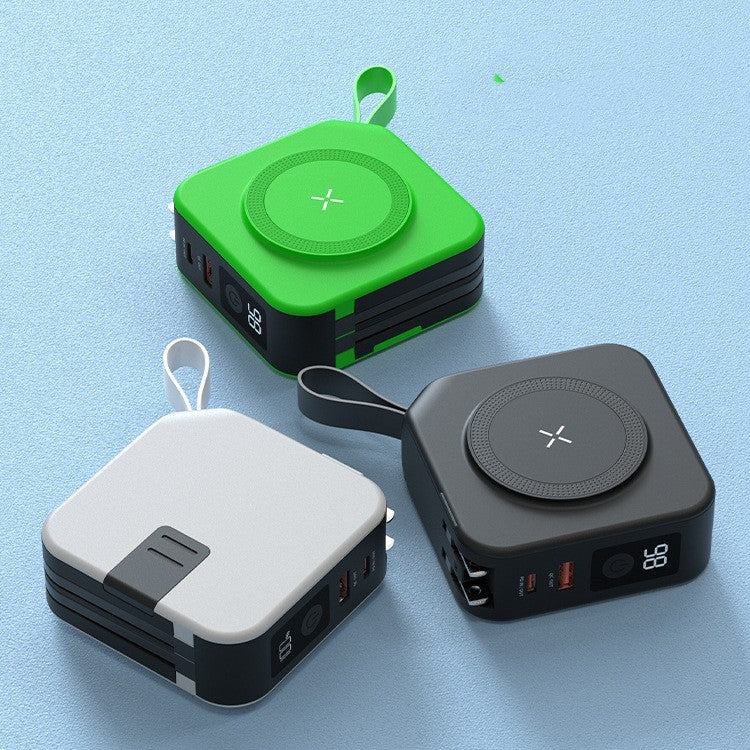 5-in-1 Magnetic Wireless Power Bank – Multi-Device Fast Charger with Built-In Cables