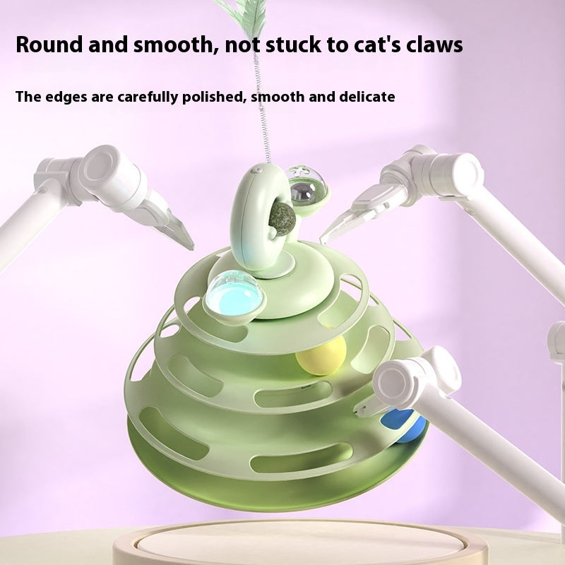 4-Level Cat Toy Tower – Interactive Roller Ball Turntable for Smart Play & Training
