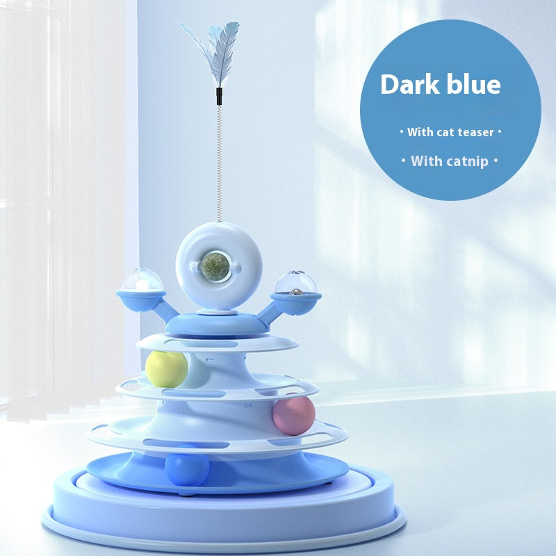 4-Level Cat Toy Tower – Interactive Roller Ball Turntable for Smart Play & Training
