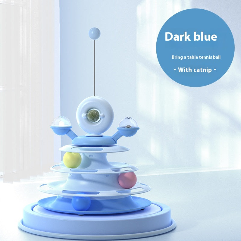 4-Level Cat Toy Tower – Interactive Roller Ball Turntable for Smart Play & Training