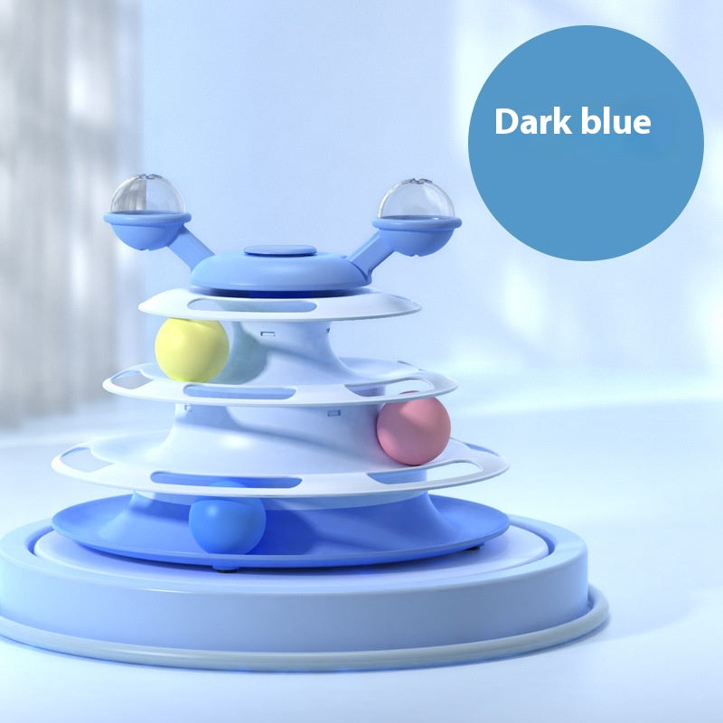 4-Level Cat Toy Tower – Interactive Roller Ball Turntable for Smart Play & Training