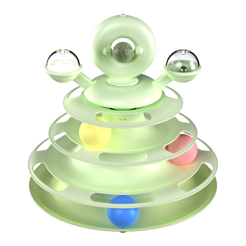 4-Level Cat Toy Tower – Interactive Roller Ball Turntable for Smart Play & Training