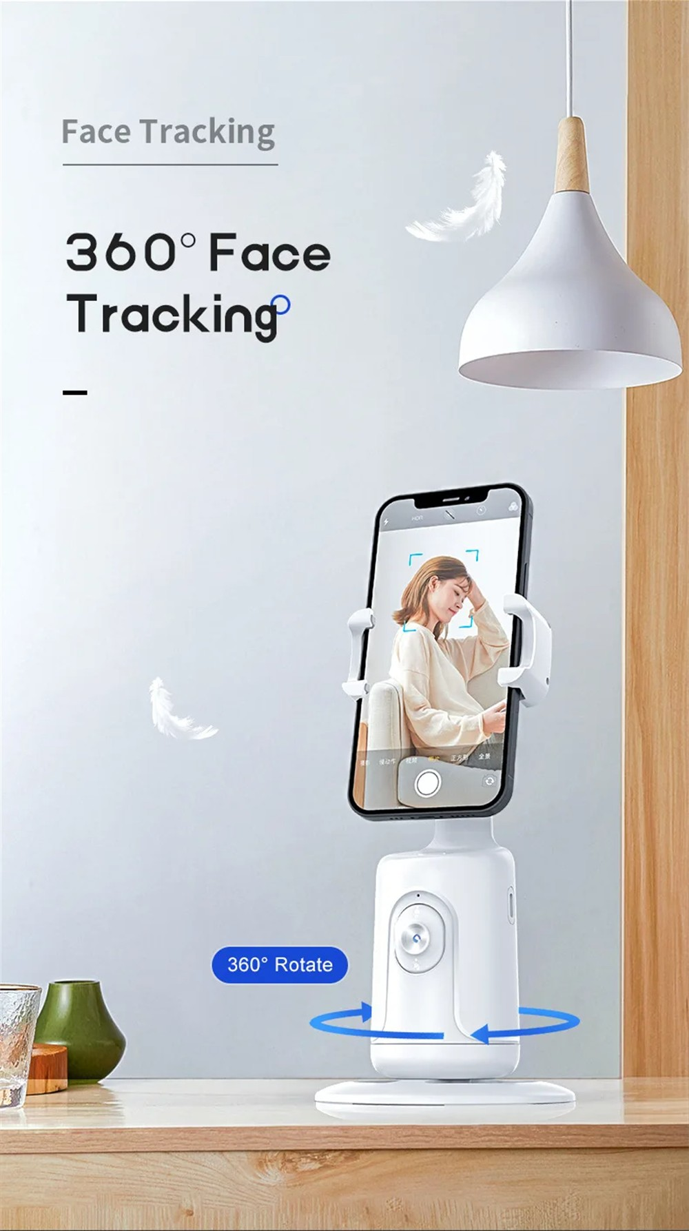 360° AI Auto Face Tracking Gimbal – Smart Phone Stabilizer for Vlogging, Video & Live Streaming