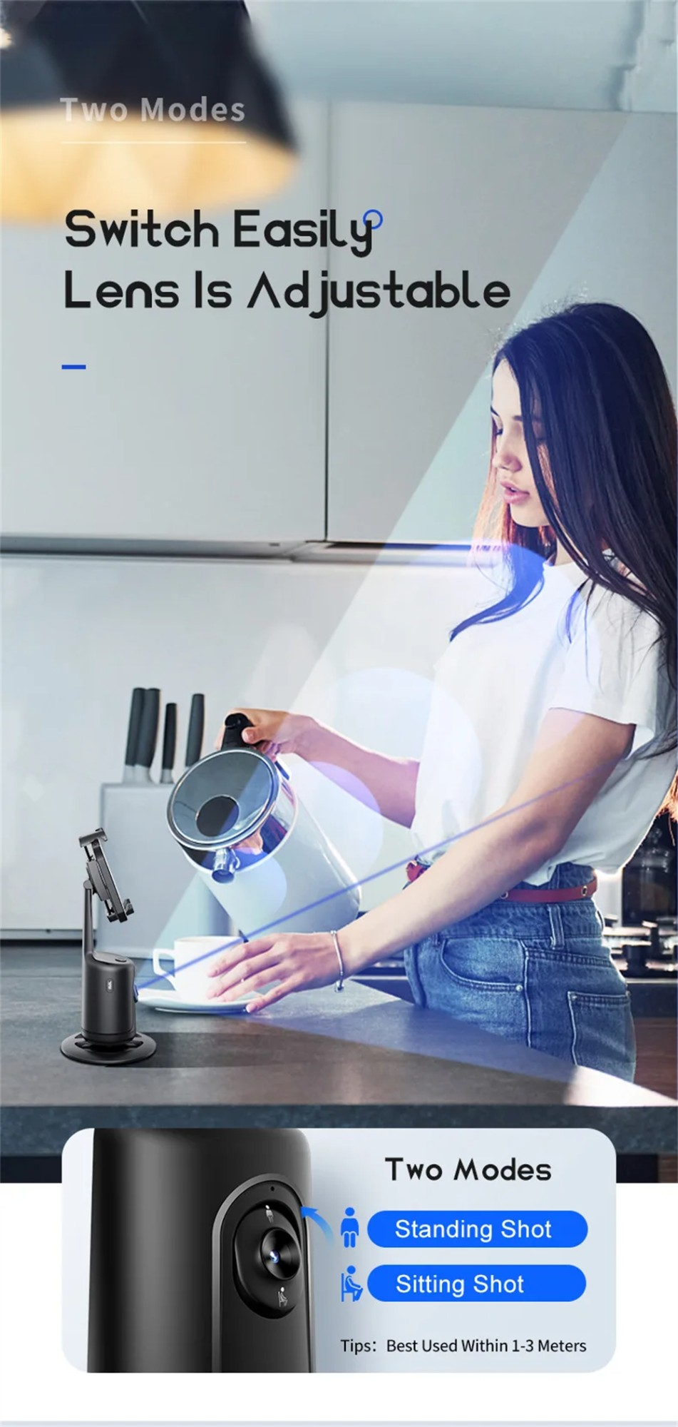 360° AI Auto Face Tracking Gimbal – Smart Phone Stabilizer for Vlogging, Video & Live Streaming