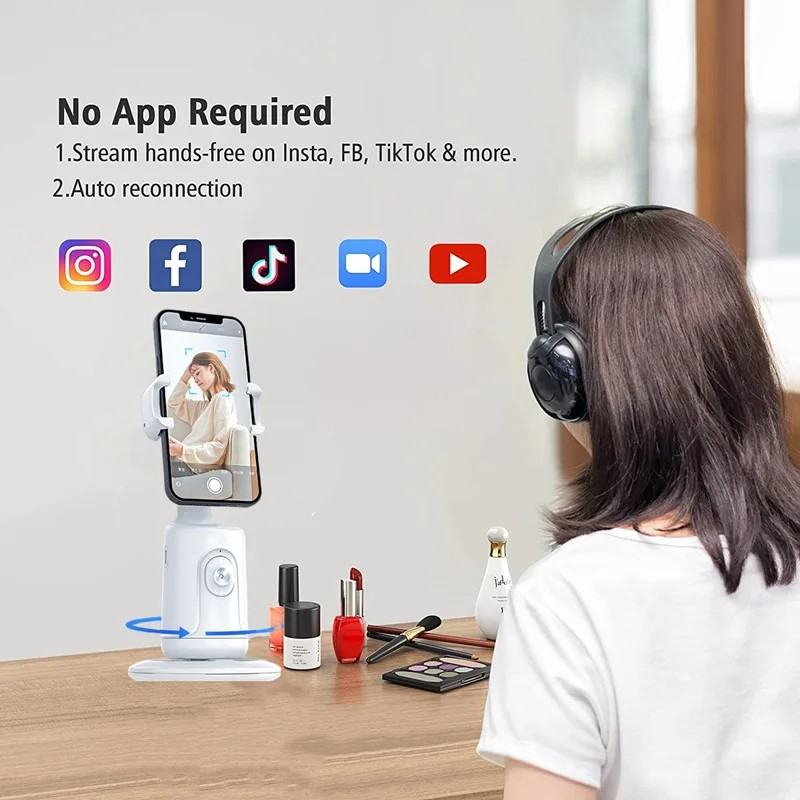 360° AI Auto Face Tracking Gimbal – Smart Phone Stabilizer for Vlogging, Video & Live Streaming