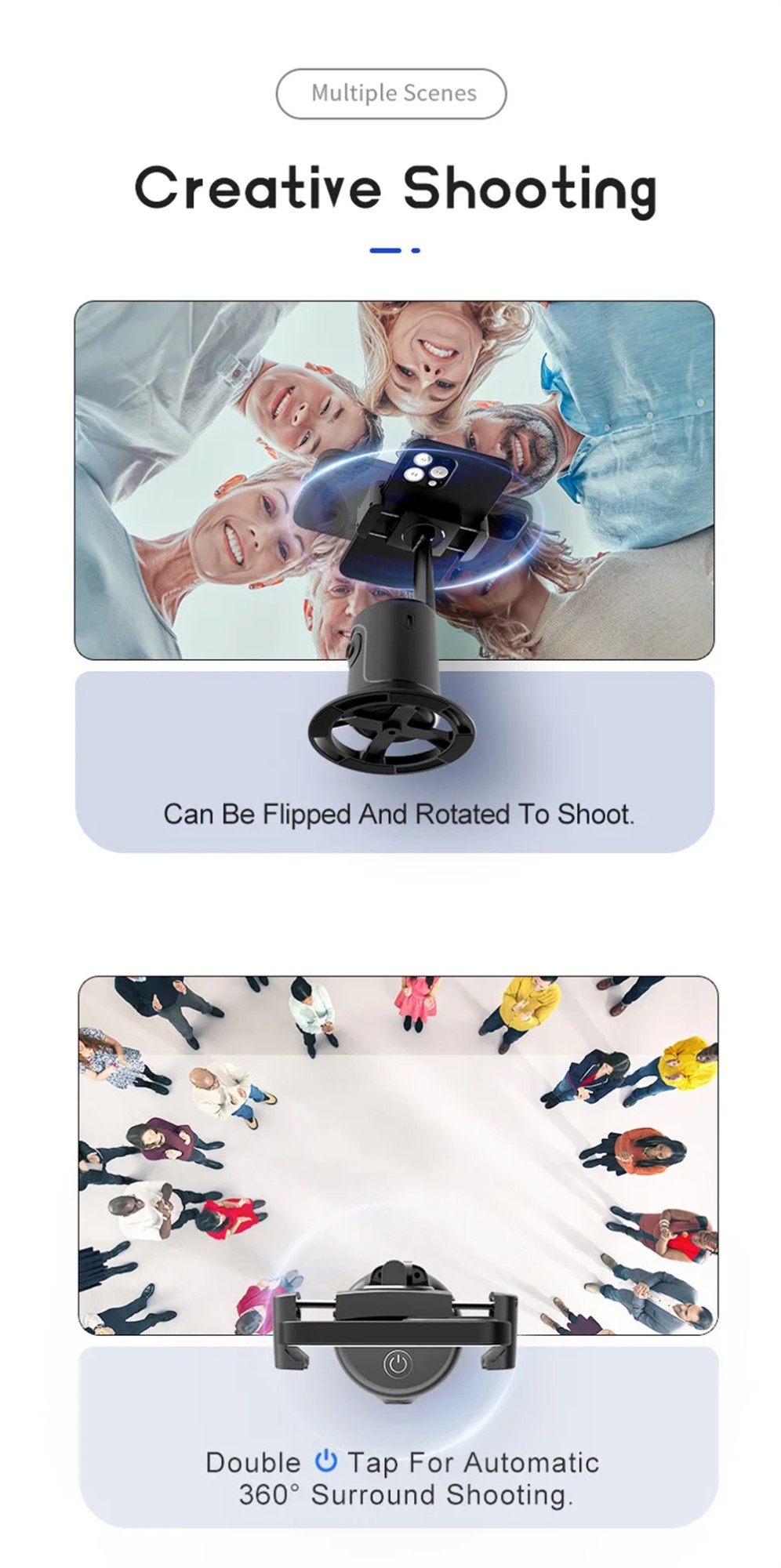 360° AI Auto Face Tracking Gimbal – Smart Phone Stabilizer for Vlogging, Video & Live Streaming