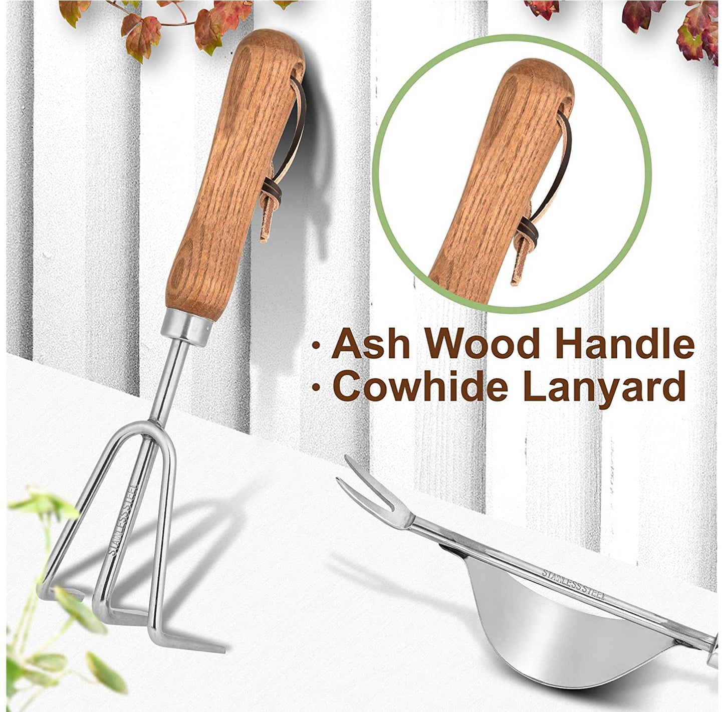 4-Piece Garden Tool Set – Stainless Steel Tools with Ergonomic Wooden Handles