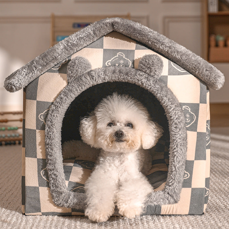 All-Season Pet Bed – Warm, Removable & Washable Cushion for Cats & Small Dogs