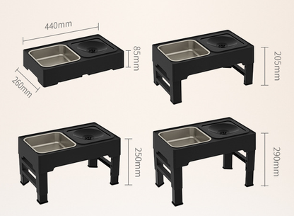 Adjustable Elevated Dog Bowls – Double Stainless Steel Feeding Station with Height-Adjustable Stand