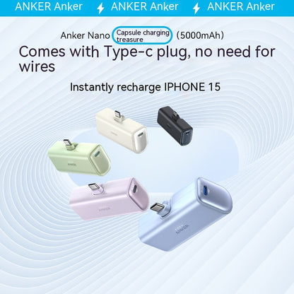Capsule Mini Power Bank – Ultra-Compact Portable Mobile Charger for On-the-Go Power