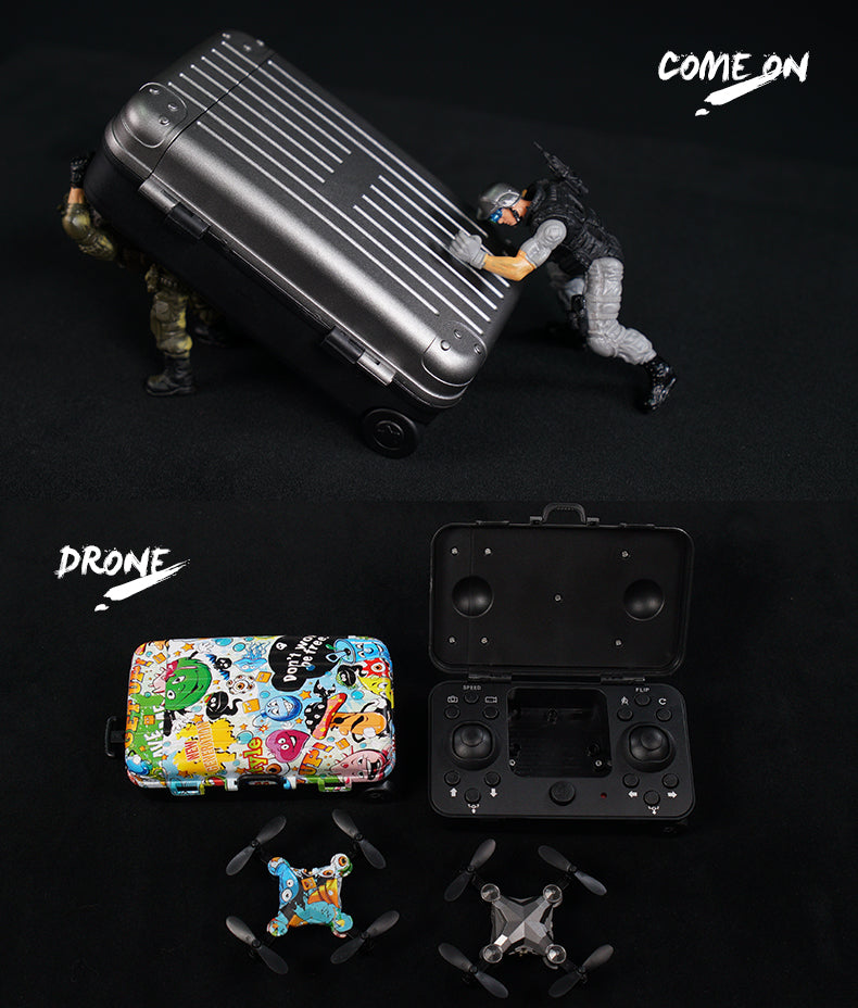 Mini Folding Drone with Luggage-Style Storage Box – 4-Axis RC Drone Toy with Aerial Photography for Kids