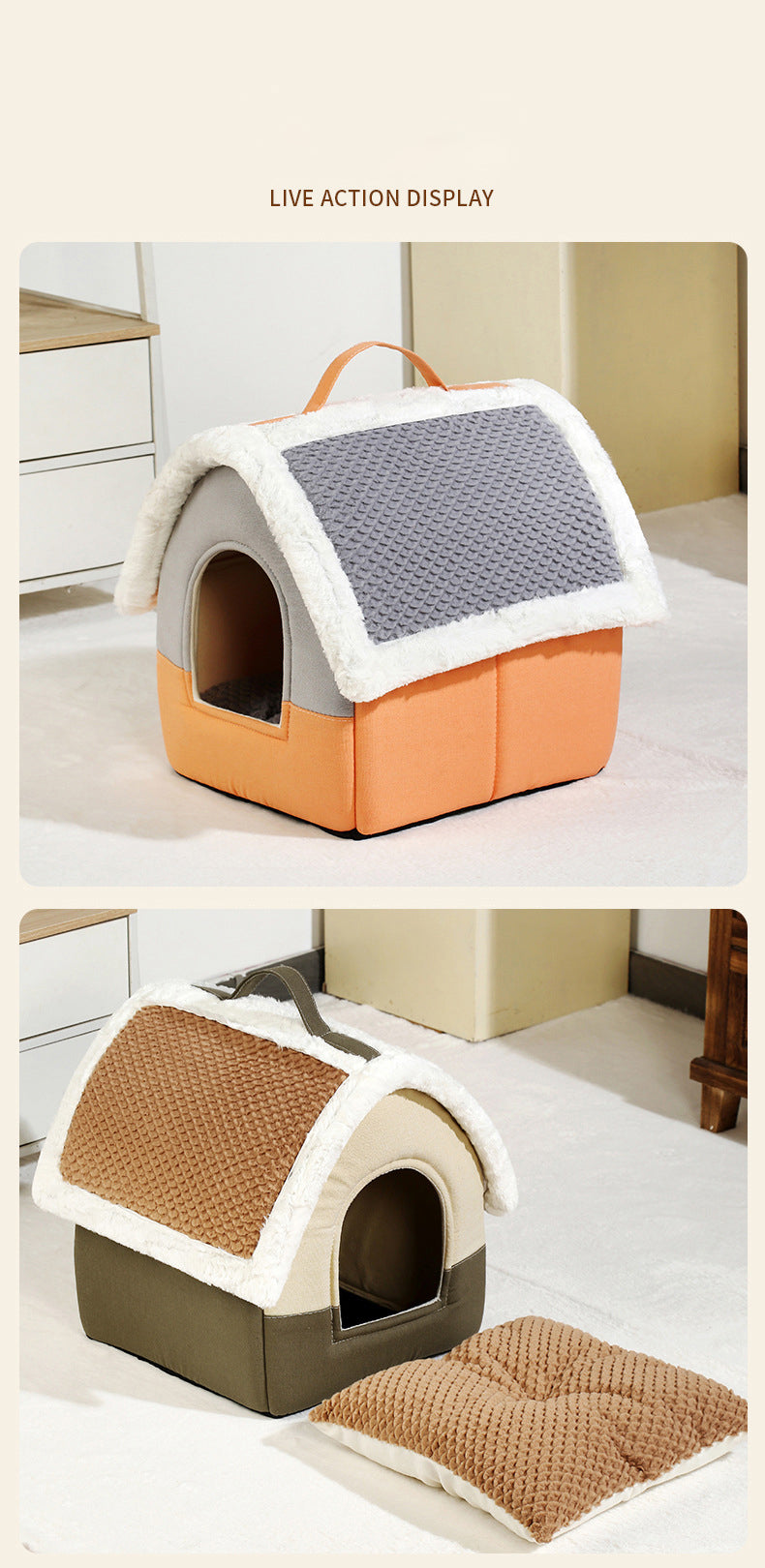 Foldable Pet Cave Bed – Warm Kennel Sofa Nest for Small & Medium Dogs & Cats