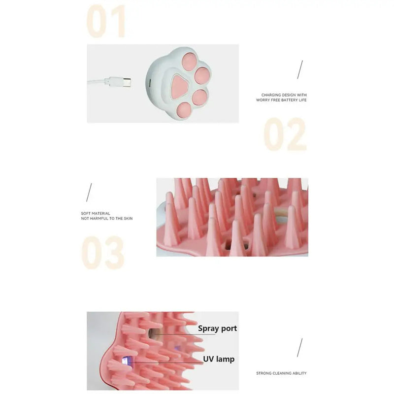 Pet Steam Hair Removal & Massage Comb – Relaxing Grooming Tool for Dogs & Cats