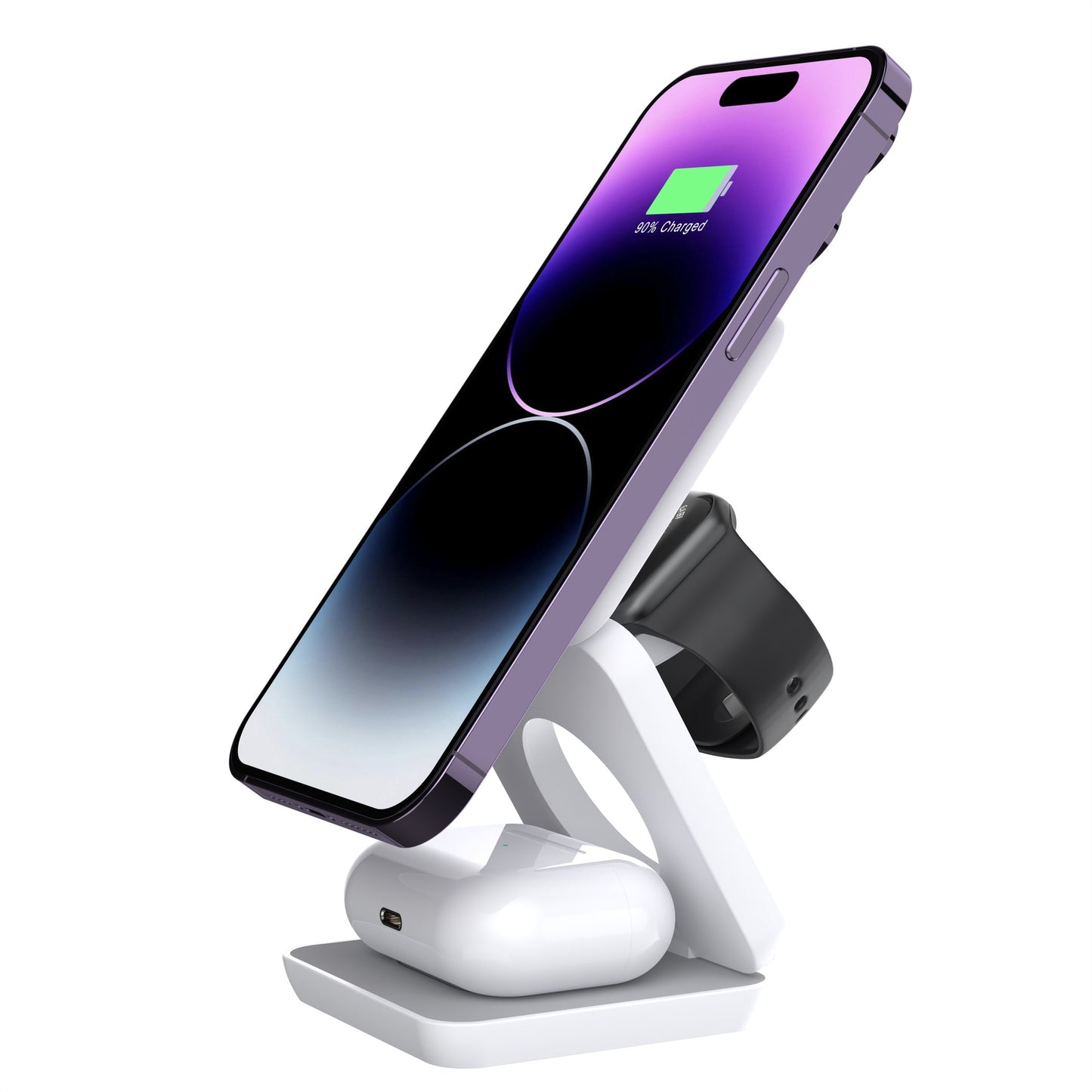 3-in-1 Foldable Magnetic Wireless Charger – Portable Fast Charging Pad for Phone, Watch & Earbuds