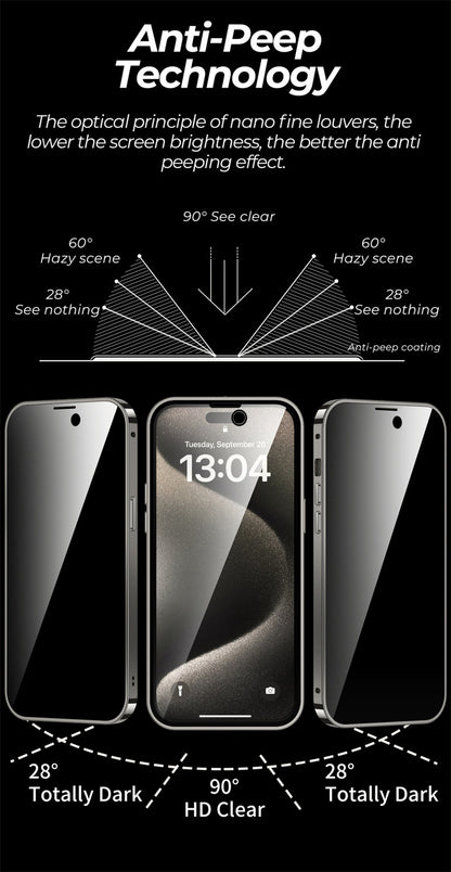 Magnetic Privacy Phone Case – Full-Cover Double-Sided Lens Protection with Wireless Charging Support