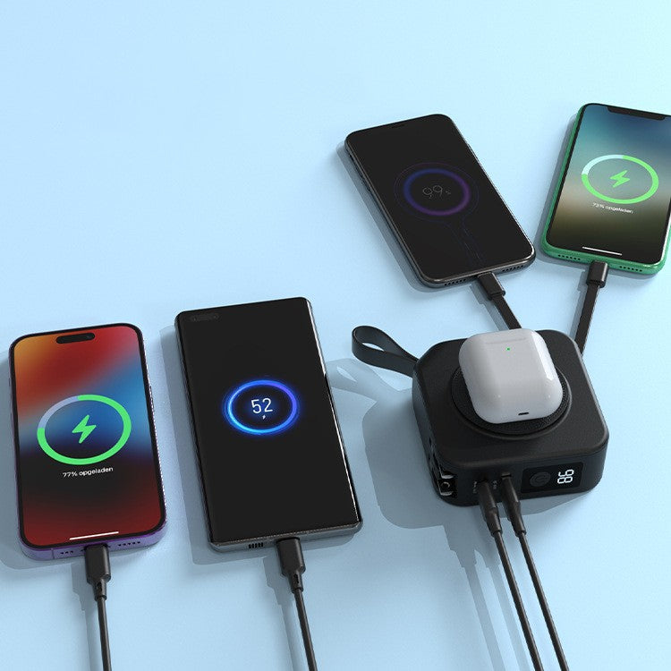 5-in-1 Magnetic Wireless Power Bank – Multi-Device Fast Charger with Built-In Cables