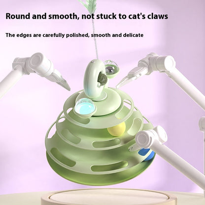 4-Level Cat Toy Tower – Interactive Roller Ball Turntable for Smart Play & Training