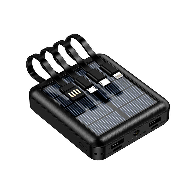 Mini Portable Solar Power Bank with Built-in Charging Cable – Compact Emergency Charger