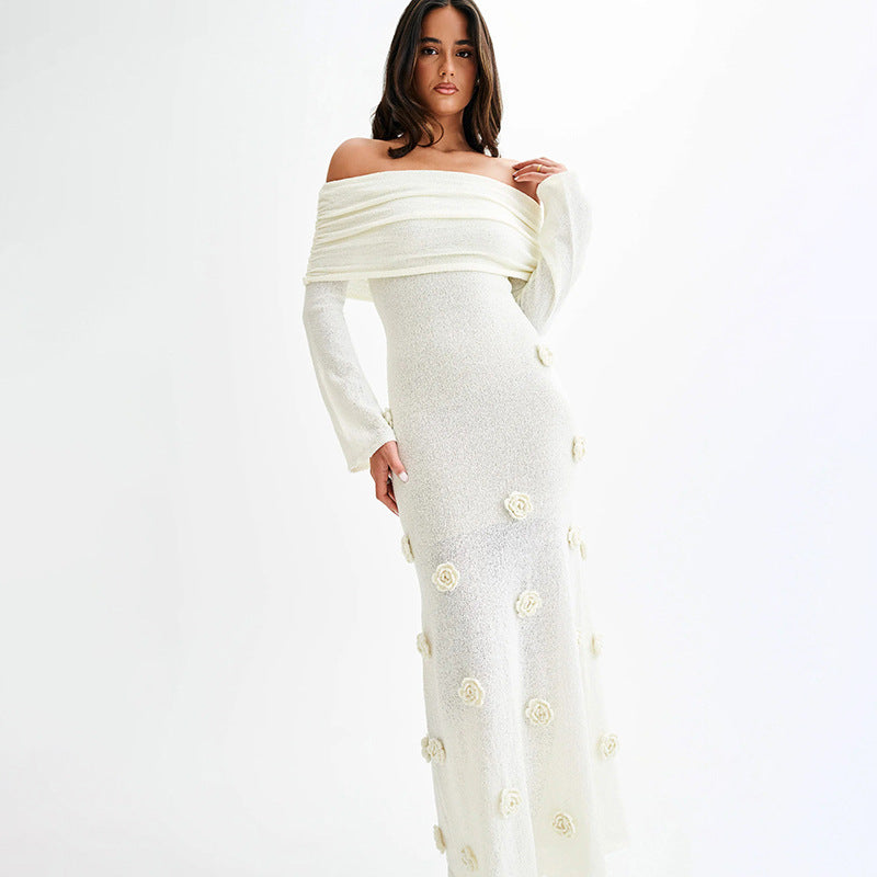 Women’s Knitted Beach Dress - Floating Flower Swimsuit Cover-Up Blouse