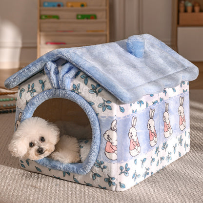 All-Season Pet Bed – Warm, Removable & Washable Cushion for Cats & Small Dogs