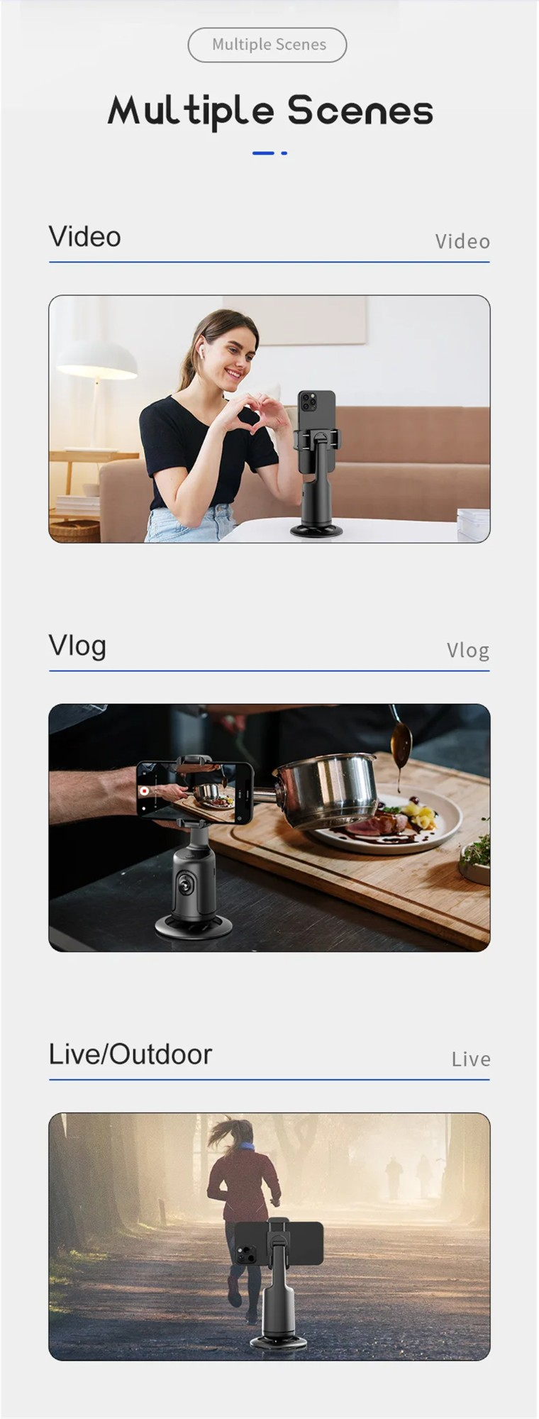 360° AI Auto Face Tracking Gimbal – Smart Phone Stabilizer for Vlogging, Video & Live Streaming