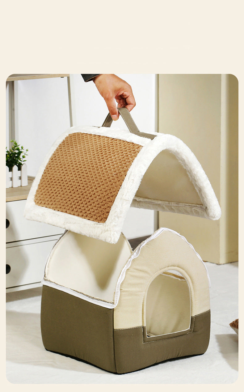 Foldable Pet Cave Bed – Warm Kennel Sofa Nest for Small & Medium Dogs & Cats