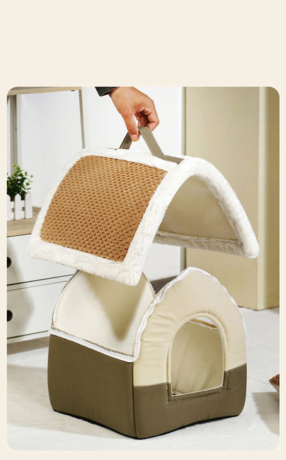 Foldable Pet Cave Bed – Warm Kennel Sofa Nest for Small & Medium Dogs & Cats