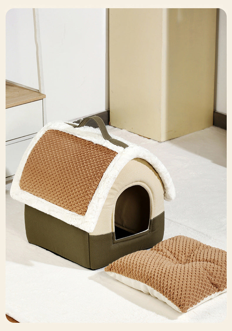 Foldable Pet Cave Bed – Warm Kennel Sofa Nest for Small & Medium Dogs & Cats