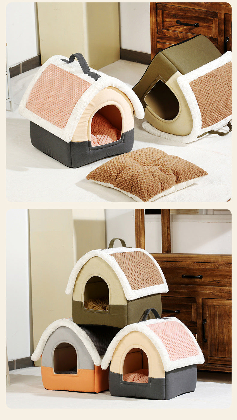 Foldable Pet Cave Bed – Warm Kennel Sofa Nest for Small & Medium Dogs & Cats