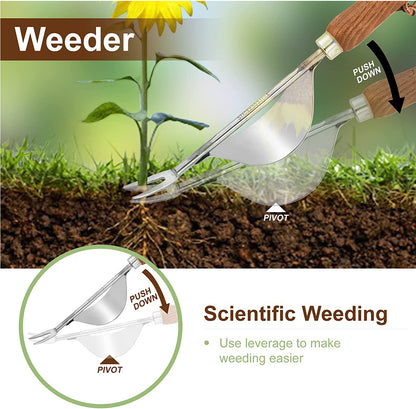 4-Piece Garden Tool Set – Stainless Steel Tools with Ergonomic Wooden Handles