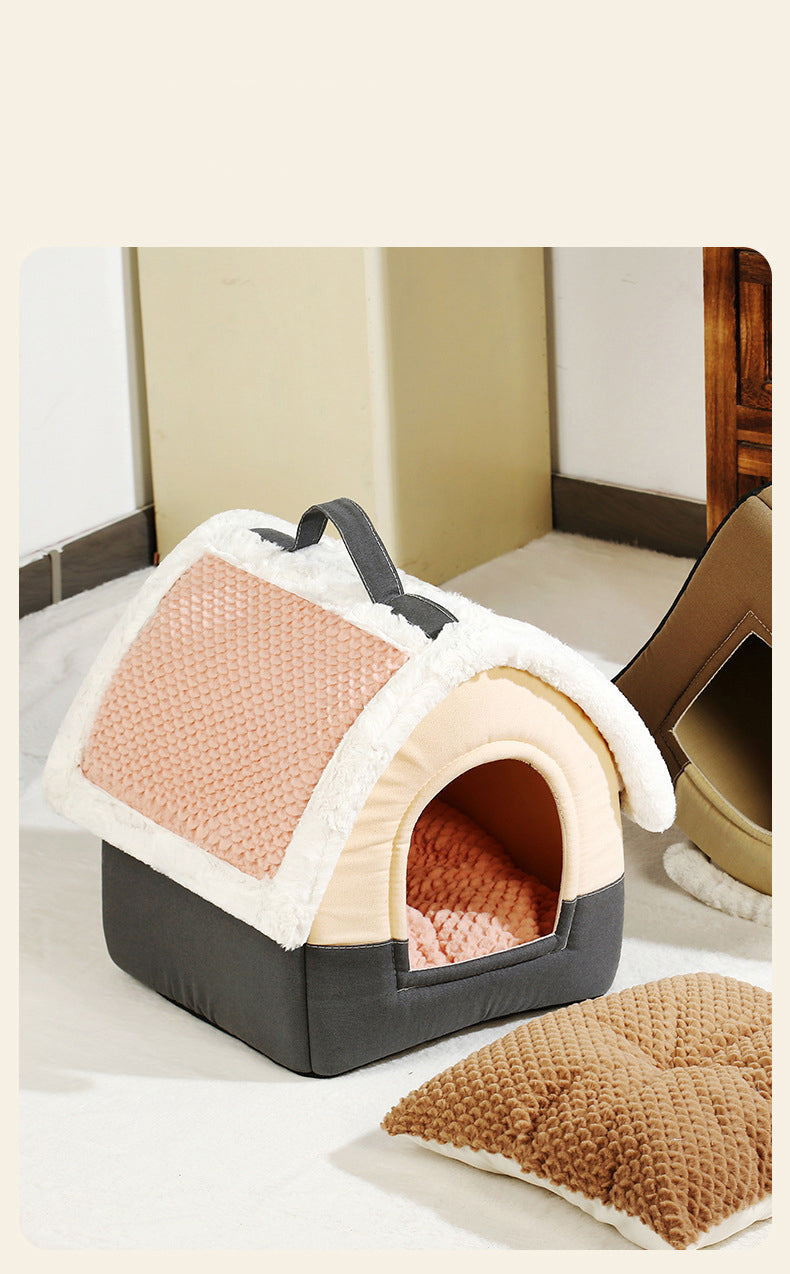 Foldable Pet Cave Bed – Warm Kennel Sofa Nest for Small & Medium Dogs & Cats