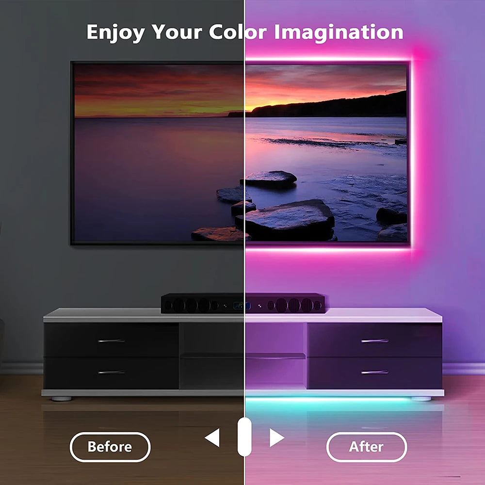 Mikenoon 5050 SMD RGB LED Strip Lights – Bluetooth USB Powered Flexible Light Tape