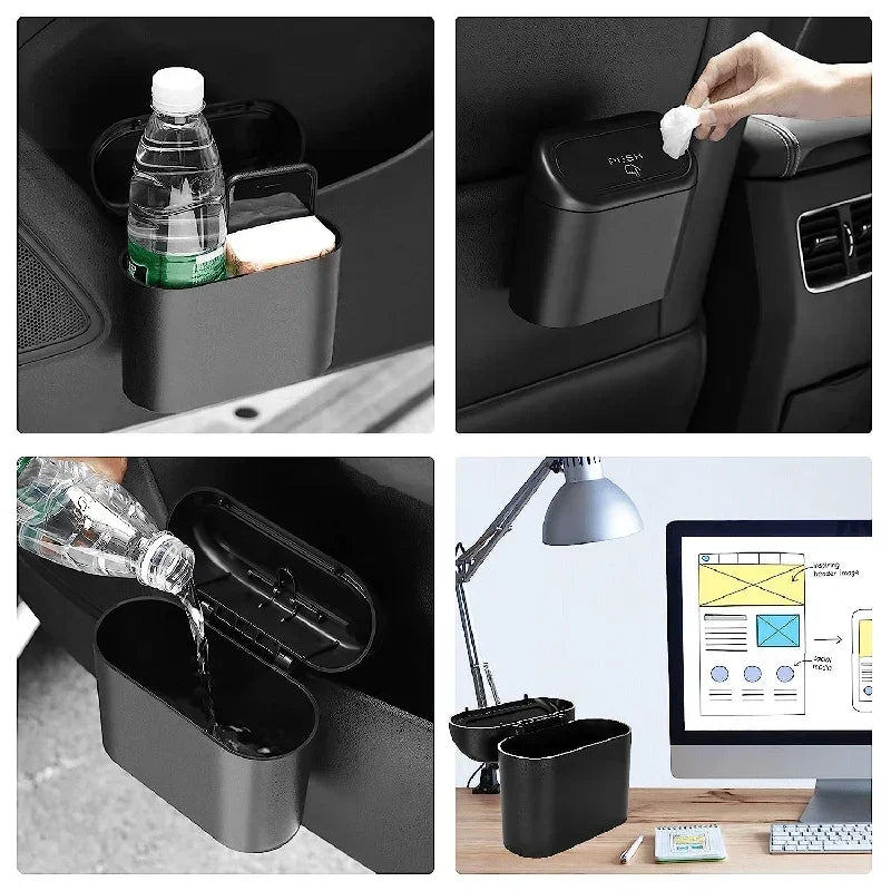 Car Trash Can with Lid – Leak-Proof Mini Car Garbage Bin