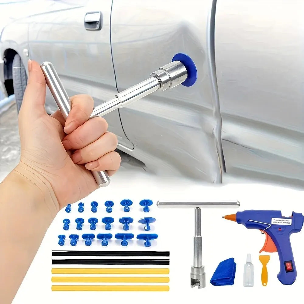 Car Dent Repair Tool Kit – Paintless Dent Removal Puller Set for Auto Body &amp; Sheet Metal