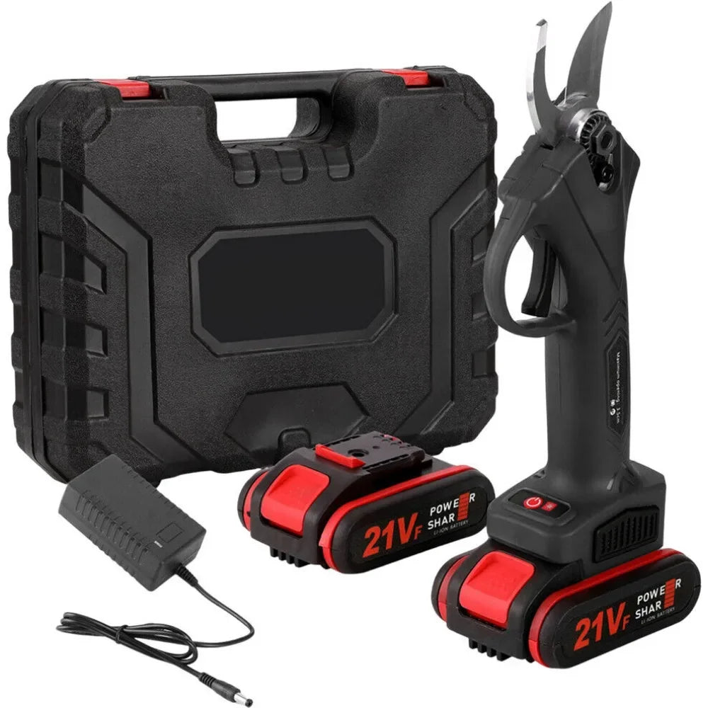 21V Cordless Electric Pruning Shears – 35mm Heavy-Duty Garden Cutter with 2x 7500mAh Batteries