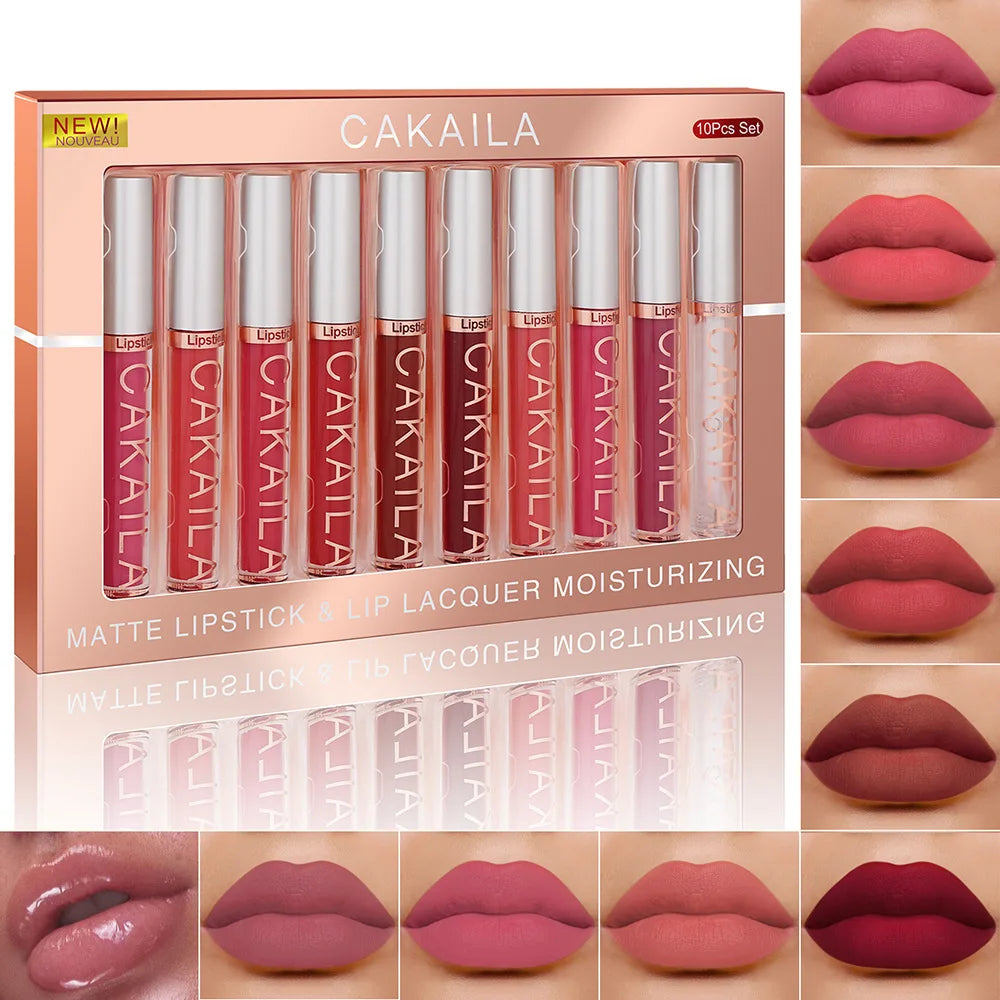 10pcs Nude Matte Lipstick Set – Velvet Liquid Lip Gloss – Waterproof, Long-Lasting, Moisturizing Lip Tint – Full Nude Color Range – 2.5ml Each