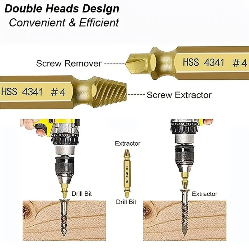 Damaged Screw Extractor Set – HSS Drill Bit Kit for Stripped &amp; Broken Screws