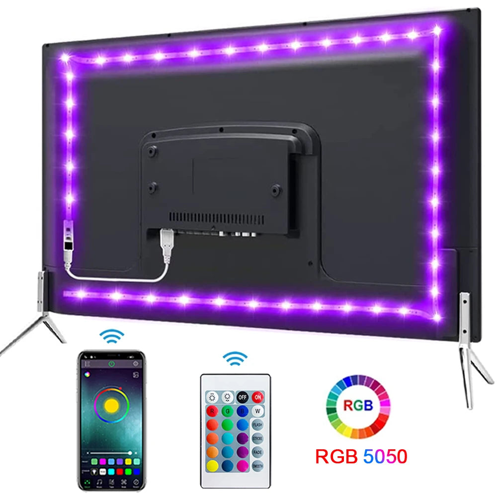 Mikenoon 5050 SMD RGB LED Strip Lights – Bluetooth USB Powered Flexible Light Tape