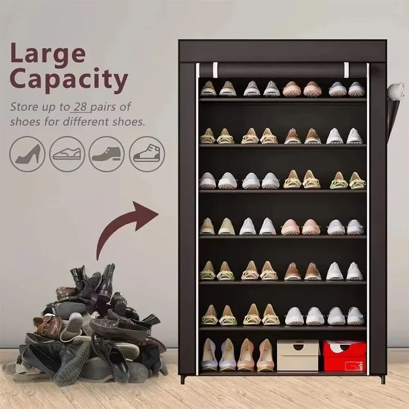 Over-the-Door Shoe Rack – Multi-Layer Dustproof Shoe Storage Cabinet