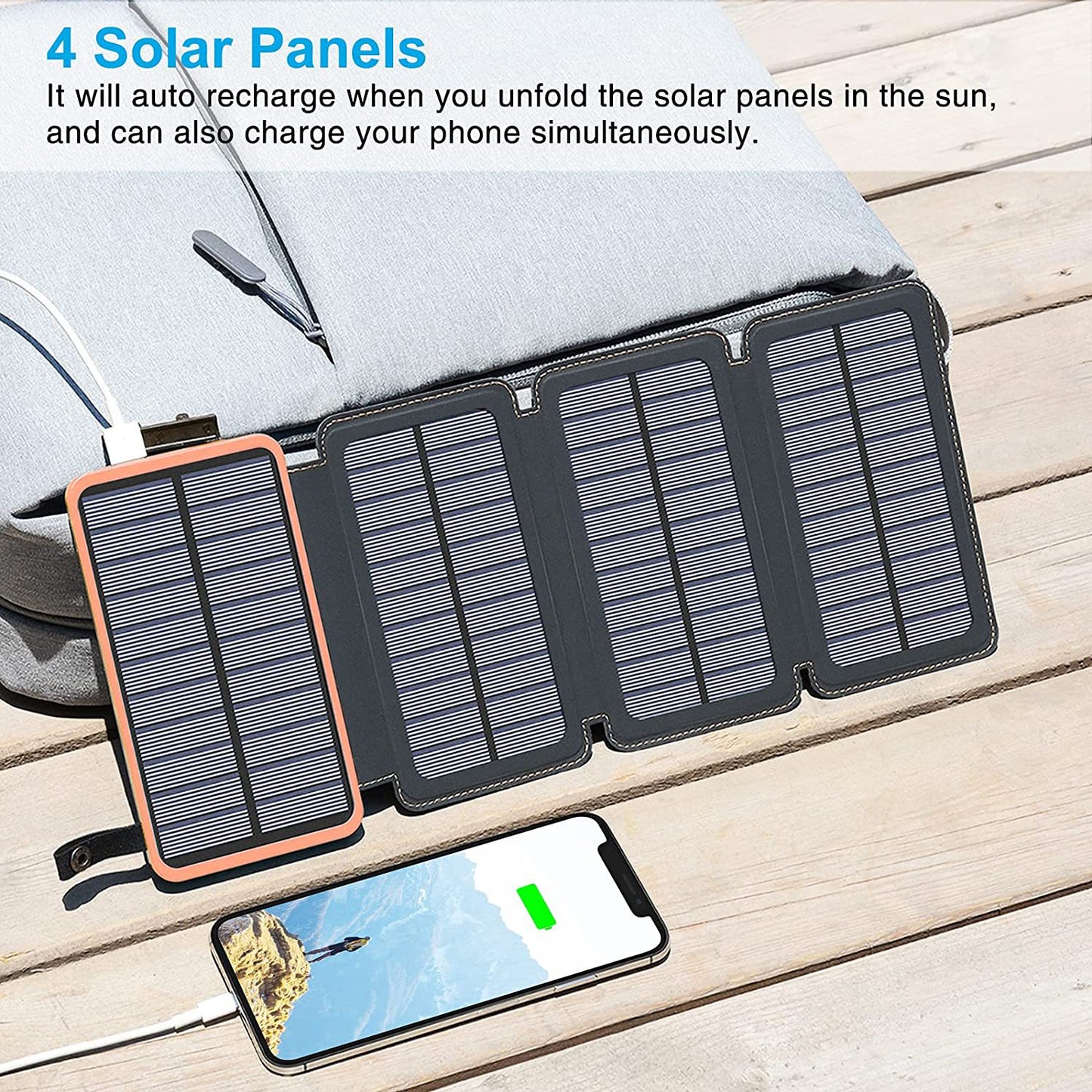 Outdoor Rainproof Solar Phone Charger – Portable Waterproof Power Bank for Travel & Camping