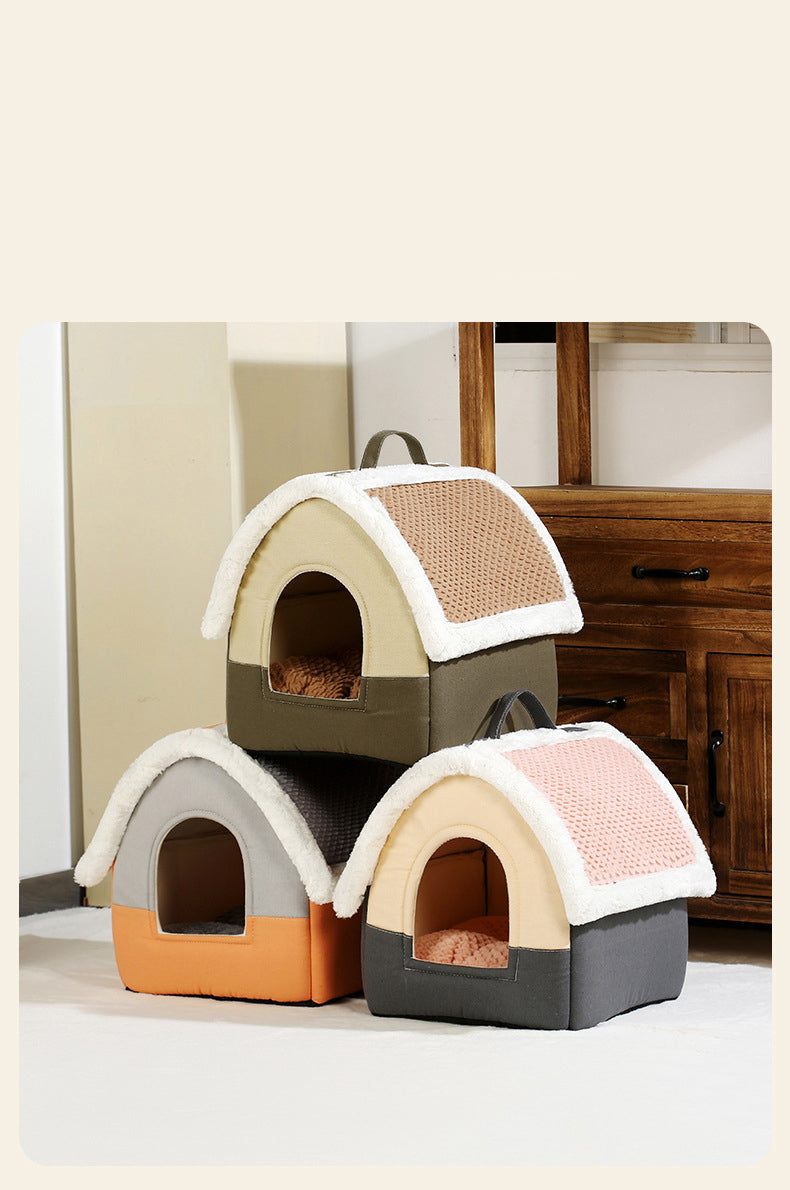 Foldable Pet Cave Bed – Warm Kennel Sofa Nest for Small & Medium Dogs & Cats