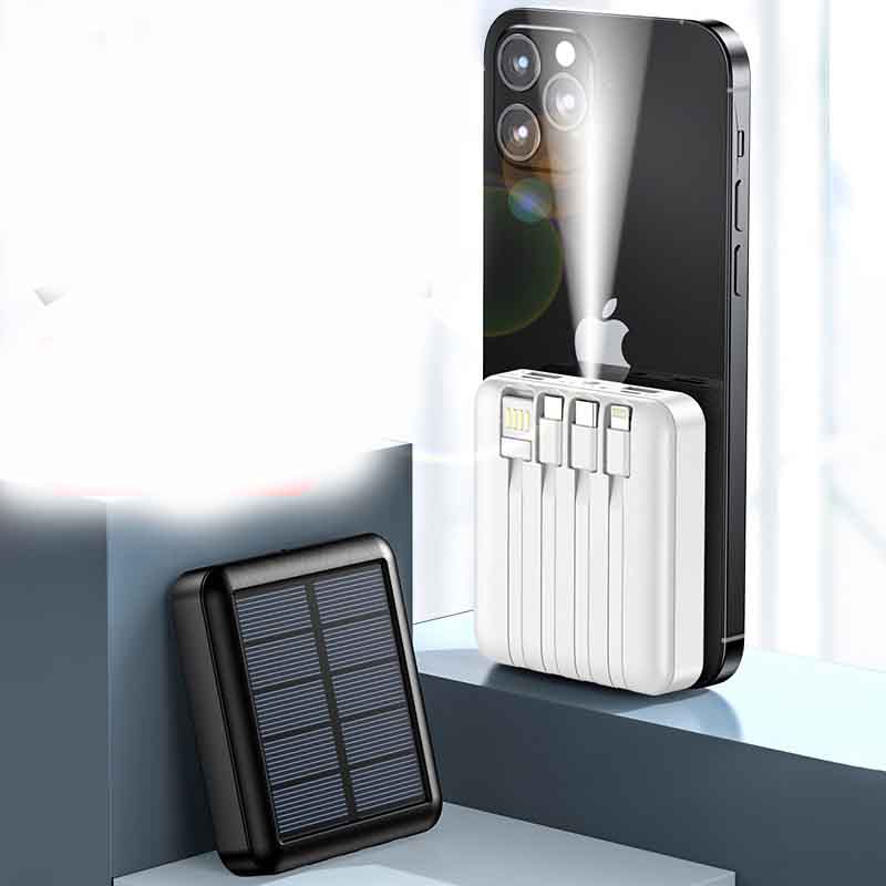 Mini Portable Solar Power Bank with Built-in Charging Cable – Compact Emergency Charger