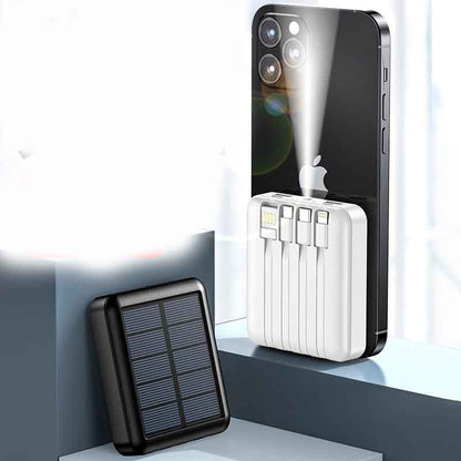Mini Portable Solar Power Bank with Built-in Charging Cable – Compact Emergency Charger